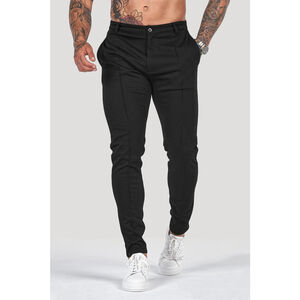 ICON. Amsterdam Black Ribbed Slim Fit Dress Pants XL